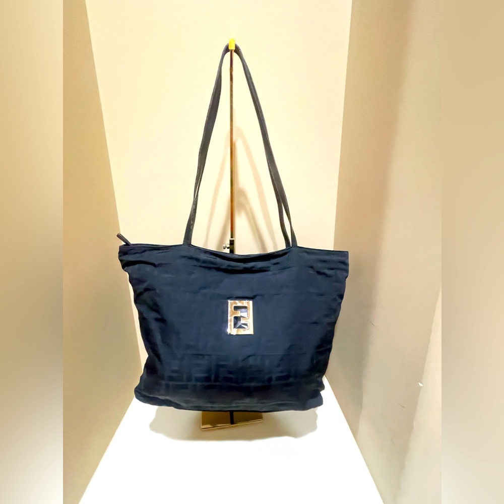 Fendi Black Monogram FF Zucca Shopper Tote Bag